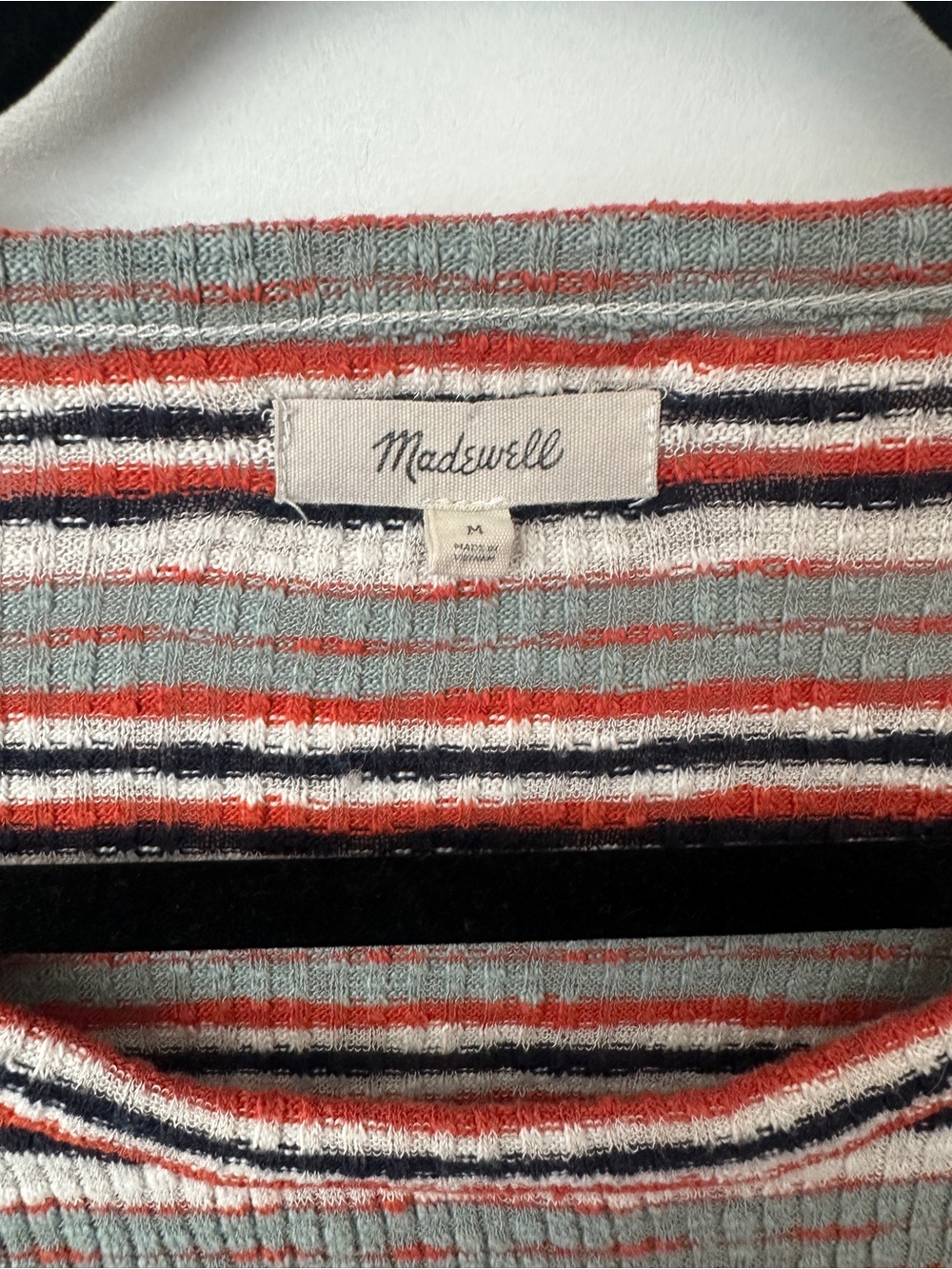 Madewell Striped Ribbed Long Sleeve Top - Red, Gray, Navy, Cream - Picture 5 of 8